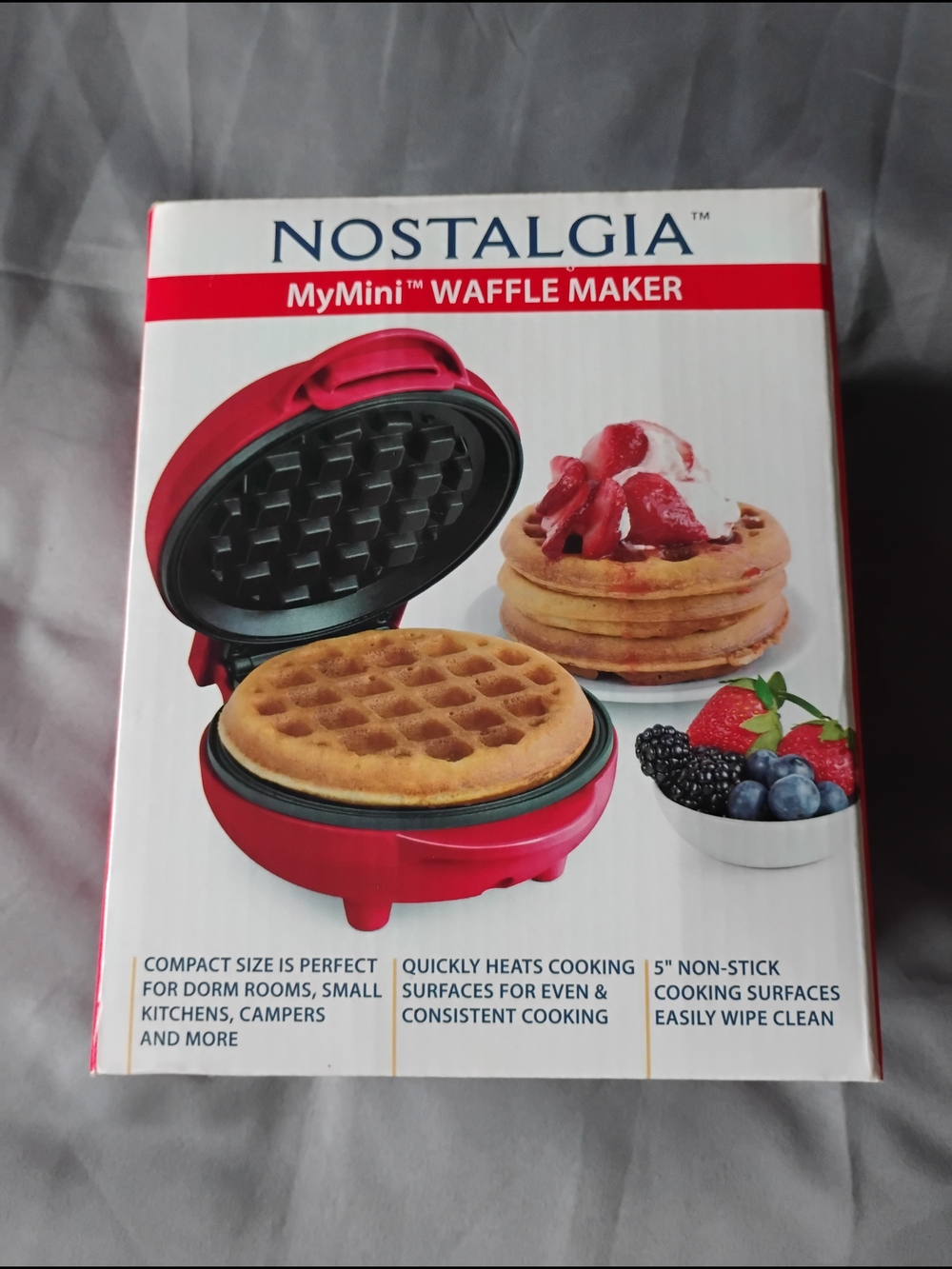 Nostalgia Red MyMini Waffle Maker - Single-Serve Electric